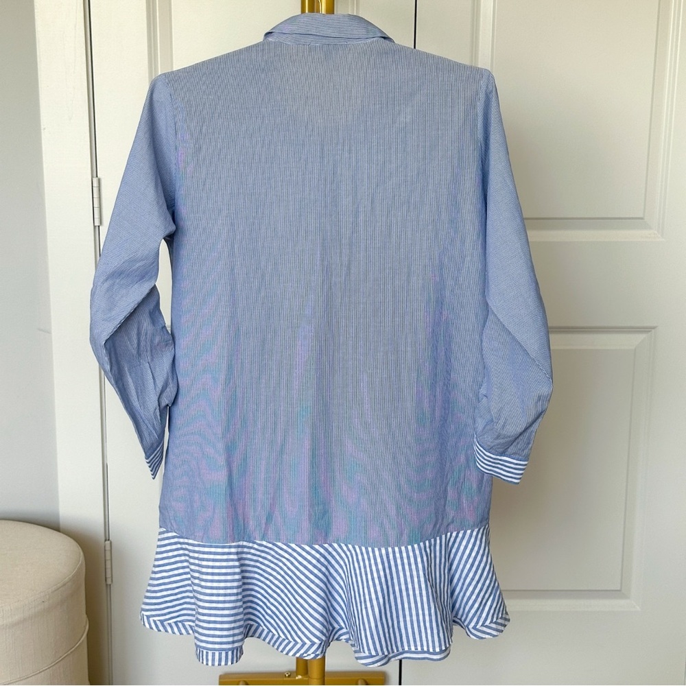 Blue Ruffled Buttoned Mini Dress - Picture 6 of 7